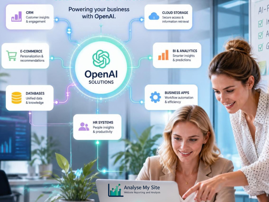 AI connected to a customer relationship management system. Open AI Integrated SolutionsIT Consulting, Cloud Solutions, Backup Solutions, Augmented Reality in E-Commerce, BigCommerce, Shopify, Voice Over IP
